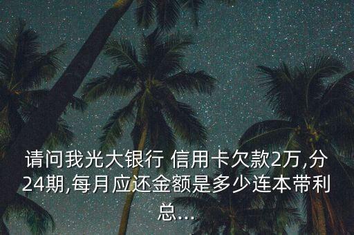 请问我光大银行 信用卡欠款2万,分24期,每月应还金额是多少连本带利总...