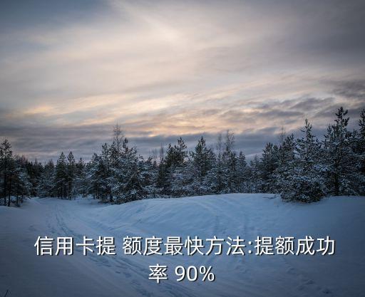  信用卡提 额度最快方法:提额成功率 90%