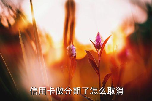  信用卡做分期了怎么取消