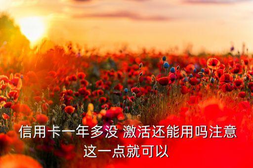  信用卡一年多没 激活还能用吗注意这一点就可以