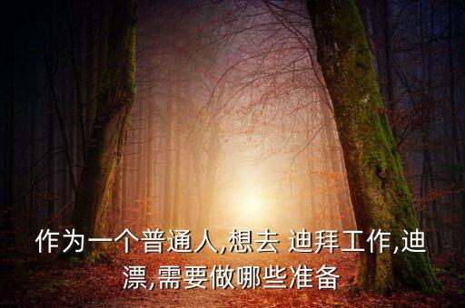 作为一个普通人,想去 迪拜工作,迪漂,需要做哪些准备
