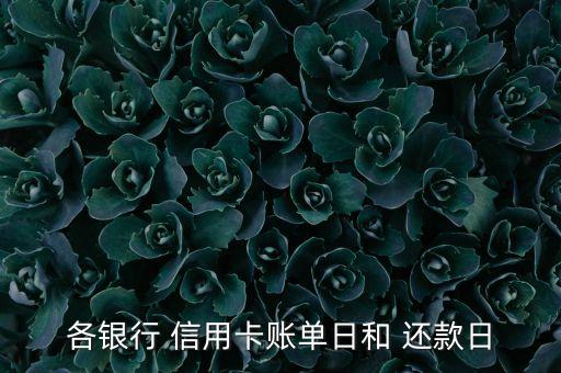 各银行 信用卡账单日和 还款日