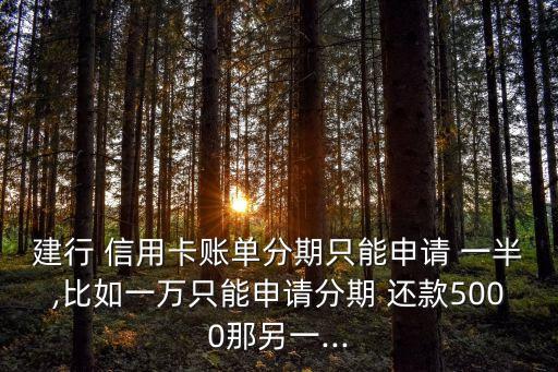 建行 信用卡账单分期只能申请 一半,比如一万只能申请分期 还款5000那另一...