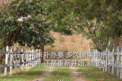 招行 信用卡补办要 多久使用期限是连续上次的,还是重新开始,额度和积...