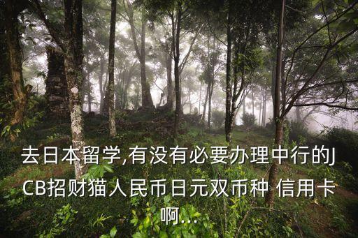 去日本留学,有没有必要办理中行的JCB招财猫人民币日元双币种 信用卡啊...