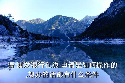 请 浦发银行在线 申请是如何操作的,想办的话都有什么条件