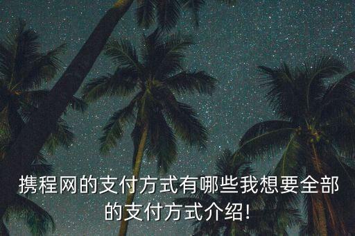  携程网的支付方式有哪些我想要全部的支付方式介绍!