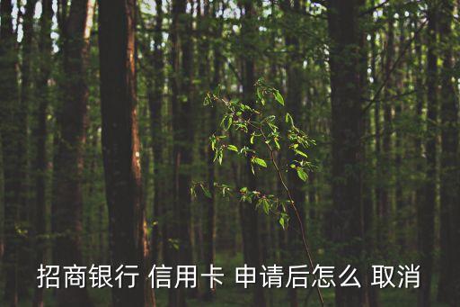 招商银行 信用卡 申请后怎么 取消