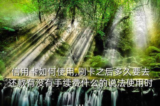  信用卡如何使用,刷卡之后多久要去 还款有没有手续费什么的说法使用时...