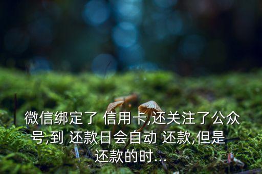  微信绑定了 信用卡,还关注了公众号,到 还款日会自动 还款,但是 还款的时...