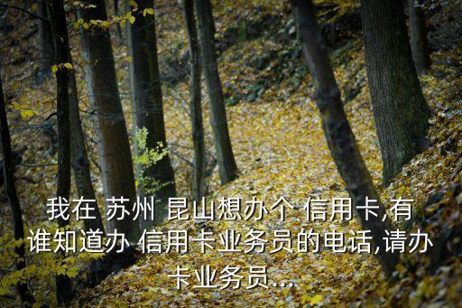 我在 苏州 昆山想办个 信用卡,有谁知道办 信用卡业务员的电话,请办卡业务员...