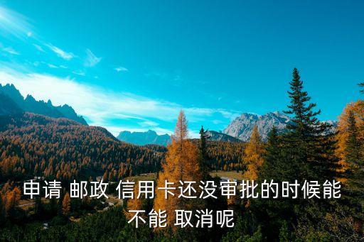 申请 邮政 信用卡还没审批的时候能不能 取消呢