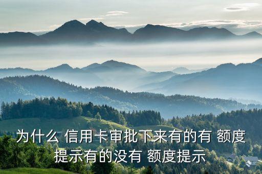 为什么 信用卡审批下来有的有 额度提示有的没有 额度提示
