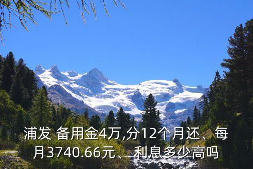 浦发 备用金4万,分12个月还、每月3740.66元、 利息多少高吗
