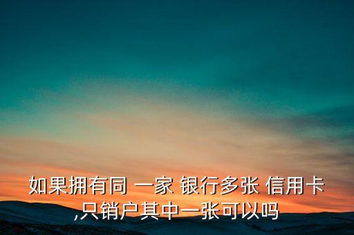 如果拥有同 一家 银行多张 信用卡,只销户其中一张可以吗