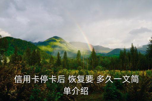  信用卡停卡后 恢复要 多久一文简单介绍