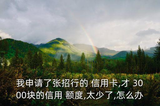 我申请了张招行的 信用卡,才 3000块的信用 额度,太少了,怎么办