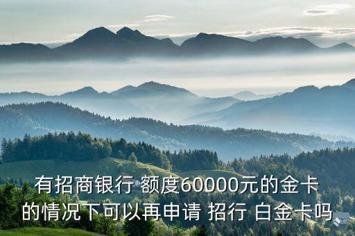 有招商银行 额度60000元的金卡的情况下可以再申请 招行 白金卡吗