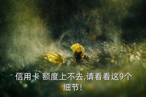  信用卡 额度上不去,请看看这9个细节!