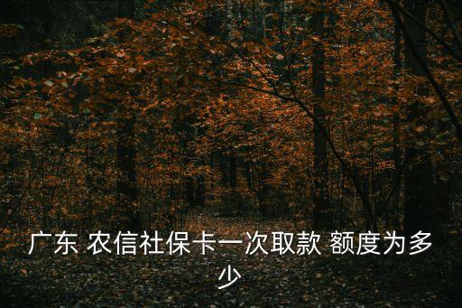 广东 农信社保卡一次取款 额度为多少