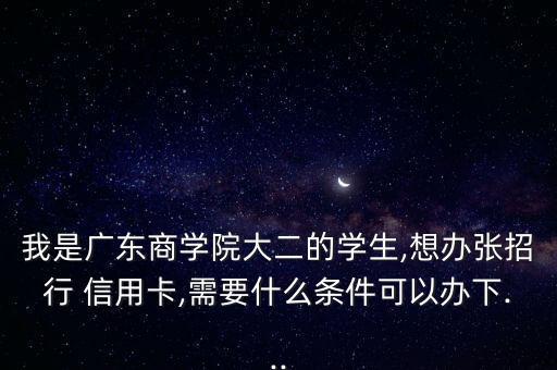 我是广东商学院大二的学生,想办张招行 信用卡,需要什么条件可以办下...