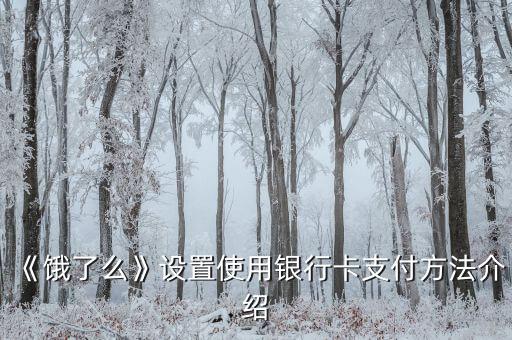 《饿了么》设置使用银行卡支付方法介绍