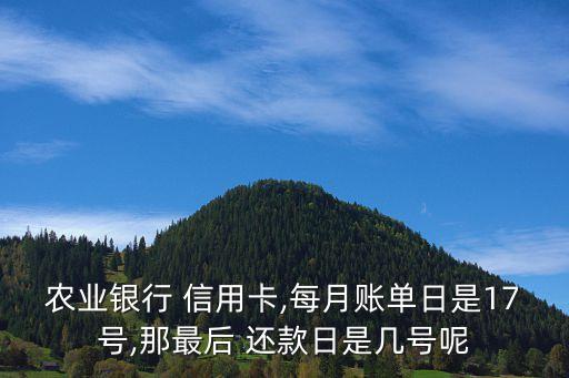 农业银行 信用卡,每月账单日是17号,那最后 还款日是几号呢