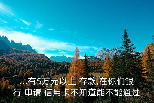 ...有5万元以上 存款,在你们银行 申请 信用卡不知道能不能通过
