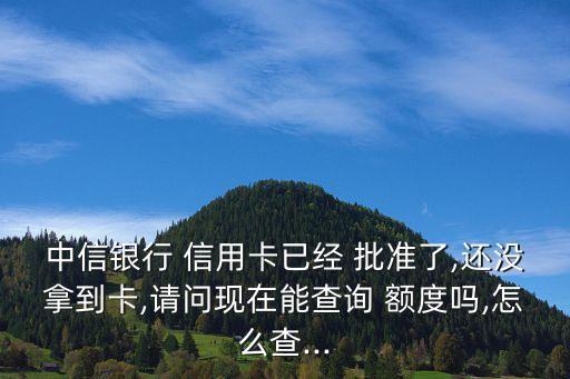 中信银行 信用卡已经 批准了,还没拿到卡,请问现在能查询 额度吗,怎么查...