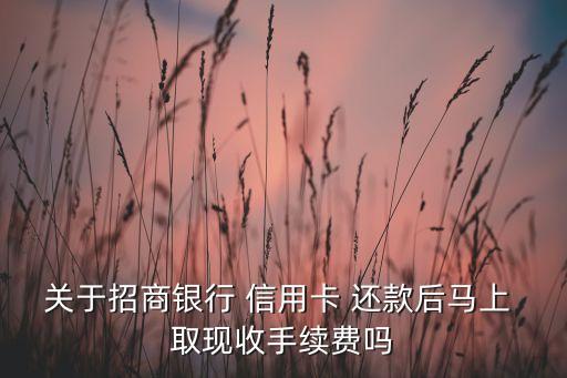 关于招商银行 信用卡 还款后马上 取现收手续费吗