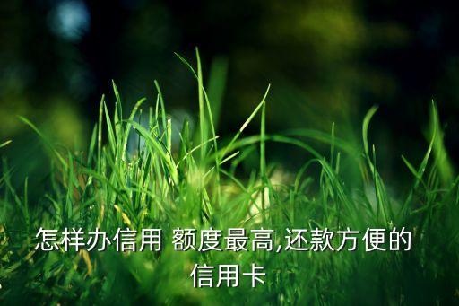 怎样办信用 额度最高,还款方便的 信用卡