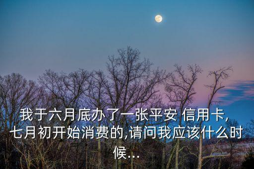 我于六月底办了一张平安 信用卡, 七月初开始消费的,请问我应该什么时候...