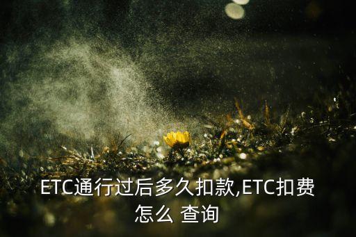 ETC通行过后多久扣款,ETC扣费怎么 查询