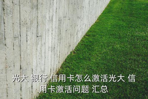 光大 银行 信用卡怎么激活光大 信用卡激活问题 汇总