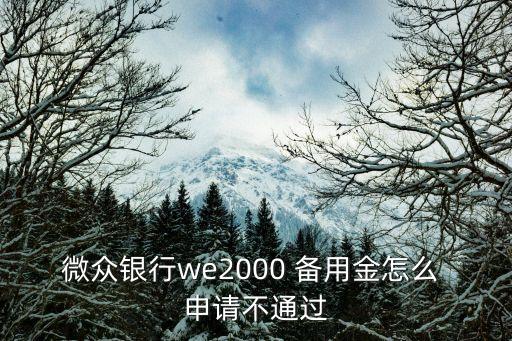 微众银行we2000 备用金怎么 申请不通过