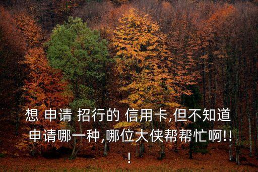 想 申请 招行的 信用卡,但不知道 申请哪一种,哪位大侠帮帮忙啊!!!