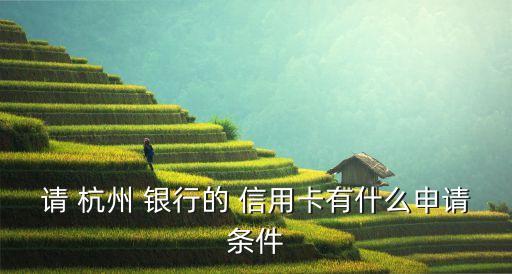 请 杭州 银行的 信用卡有什么申请条件