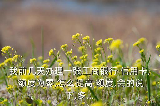 我前几天办理一张工商银行 信用卡, 额度为零,怎么提高 额度,会的说下,多...