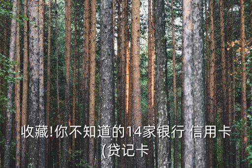 收藏!你不知道的14家银行 信用卡(贷记卡