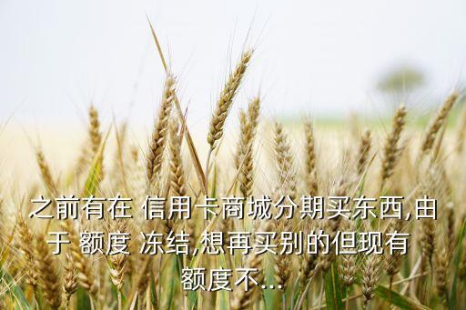 之前有在 信用卡商城分期买东西,由于 额度 冻结,想再买别的但现有 额度不...