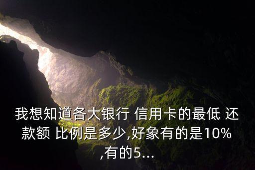 我想知道各大银行 信用卡的最低 还款额 比例是多少,好象有的是10%,有的5...