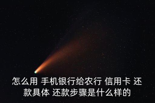 怎么用 手机银行给农行 信用卡 还款具体 还款步骤是什么样的