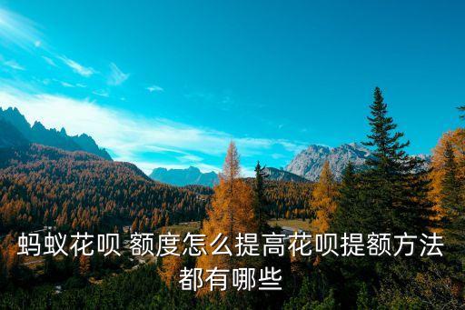 蚂蚁花呗 额度怎么提高花呗提额方法都有哪些