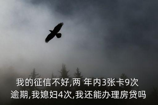 我的征信不好,两 年内3张卡9次 逾期,我媳妇4次,我还能办理房贷吗