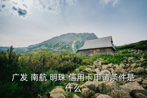 广发 南航 明珠 信用卡申请条件是什么