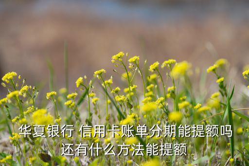  华夏银行 信用卡账单分期能提额吗还有什么方法能提额