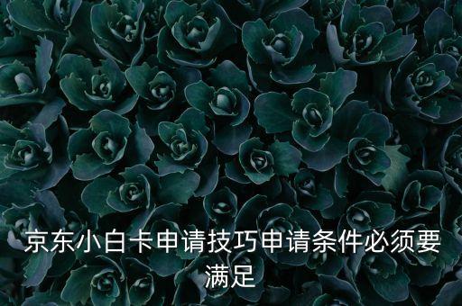  京东小白卡申请技巧申请条件必须要满足