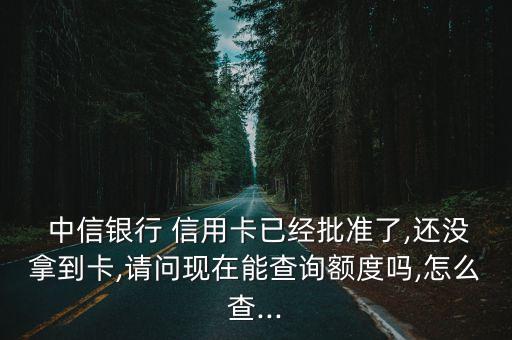  中信银行 信用卡已经批准了,还没拿到卡,请问现在能查询额度吗,怎么查...