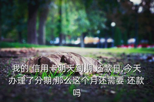 我的 信用卡明天到期 还款日,今天办理了分期,那么这个月还需要 还款吗