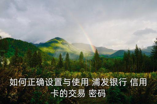 如何正确设置与使用 浦发银行 信用卡的交易 密码